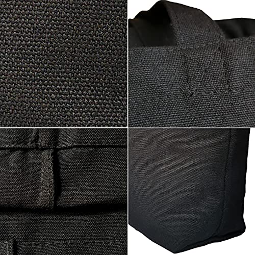 Koolmox Black Canvas Tote Bags, 6-Pack 17x14x3.9'' 12Oz Heavy Duty Cotton Bags with Handles and Bottom, Reusable Grocery Shopping Bag Bulk Sublimation Tote Bags Blank for Teachers Crafts - style: Black_open_17x14x3.9''