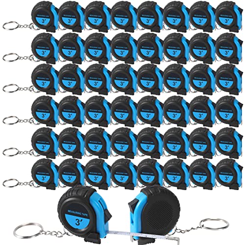 Xuhal 50 Pcs Mini Tape Measure Keychain Bulk, 3ft Retractable Favors, Blue - color: Blue