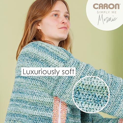 Caron Simply Me Mosaic Yarn for Crocheting & Knitting, Claypot, 2-Pack | #5 Bulky Yarn, 62% Acrylic, 20% Nylon & 18% Wool, Multicolor Yarn for Crochet, Knitting and Crafts, 173yd, 140g/5oz per skein - color: Claypot