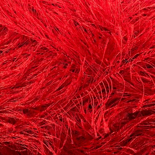 Eyelash Fun Fur Yarn for Crochet, Knitting & Crafts, Bright Red | 100% Polyester, 100 g (3.53 oz), 175 yd (160 m), Ideal for Amigurumi, Graduation Leis, Bags, Rugs, Scarves & Plush Toys - color: Bright Red, size: 1 Pack