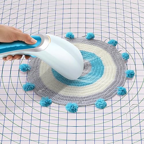 9 Packs Blocking Mats for Knitting with 20 Blocking Comb Pins,100 T-Pins | Extra Thick Knitting Blocking Mats with Grid Radial Lines,Crochet Blocking Board for Needlepoint or Crochet with Storage Bag - color: White Inch with Circle