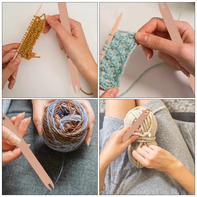 EXCEART 2 Pcs Wooden Weaving Shuttle Beech Wood DIY Weaving Tool Sweater Scarf Tapestry Sticks Crochet Hook Tools for Knitted Crafts Accessories