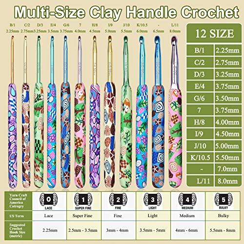 Coopay Crochet Hooks Set with Case, Ergonomic Soft Grip Crochet Hook Kit | 12 Sizes Comfort & Sturdy Forest Crochet Needles for Crocheting Yarn, Crochet Counter, Ideal Crochet Starter Kit, Hooks Case - color: Green Forest