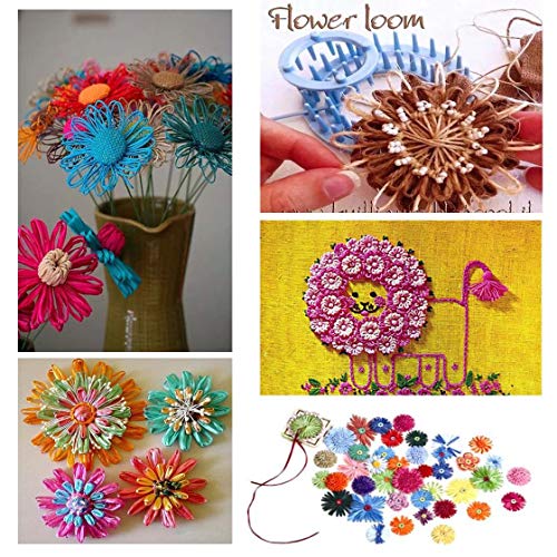 Knewmart Weaving Loom Kit, 8pcs Flower Maker Wool Knitting Ball Maker Weaving Tools Knitting Craft Weaver Loom - with Needle (Flower Maker + Pom Maker + Scissors) - size: Flower Maker + Pompom Mkaer + Scissors