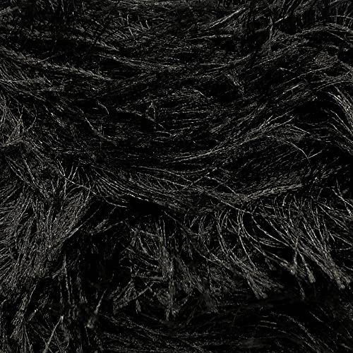 Eyelash Fun Fur Yarn for Crochet, Knitting & Crafts, Black, 2-Pack | 100% Polyester, 100 g (3.53 oz), 175 yd (160 m), Ideal for Amigurumi, Graduation Leis, Bags, Rugs, Scarves & Plush Toys - color: Black, size: 2 Pack