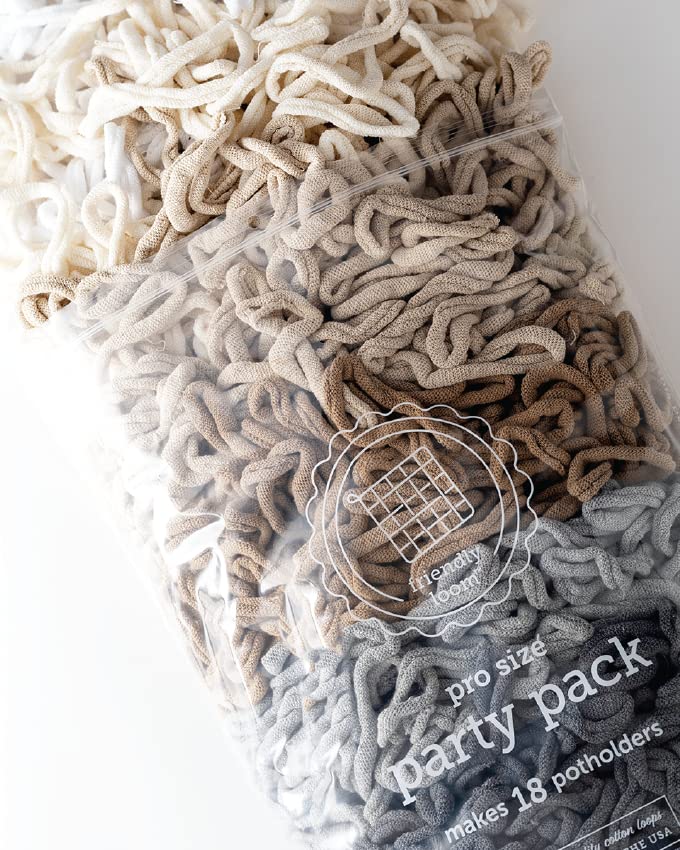 friendly loom Quality Cotton Weaving Loops in Neutral Colors – 10” PRO Size | Weave 18 Functional Potholders | Made in the USA