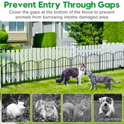 Decorative Garden Fence 17in (H) x50ft (L),Arched Rustproof Metal No Dig | Small Fence for Dogs & Rabbit,Ornamental Animal Barrier for Flower Beds,Border Panels Fencing for Yard & Patio Outdoor Decor - size: 50 Panels-17in(H) x 50ft(L) without Gate