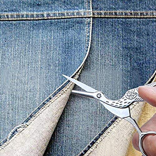 2PCS Vintage Stork Shape Sewing Scissors Stainless Steel Scissors | Metal Tailor Scissors Sharp Sewing Shears for Embroidery, Craft, Art Work & Everyday Use (Silver) - color: Silver