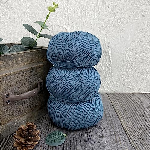 Fine Weight Knitted and Crocheted Cotton Yarn, 100% Long Staple Cotton Yarn, Baby Sports, 2 Packages of 100g/3.52oz (Per Skein 50g/162yards) - Blue Shadow - color: PM10-Blue Shadow
