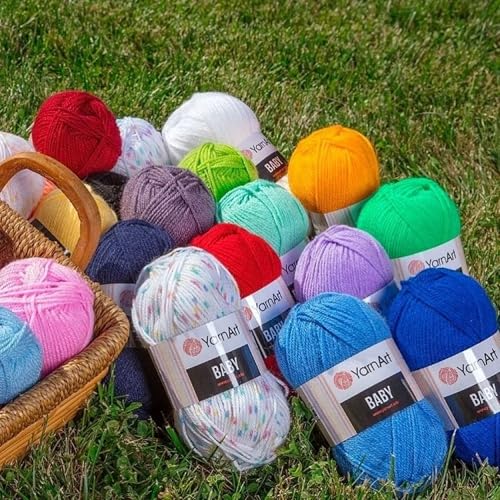 YarnArt Baby 100% Acrylic Knitting Yarn – 50g (150m) | Ultra-Soft & Lightweight | Baby & Kids’ Sensitive Skin Safe | Durable & Easy to Work with | Perfect for Knitting & Crochet (Baby, 649) - color: Baby Pink, style: Baby