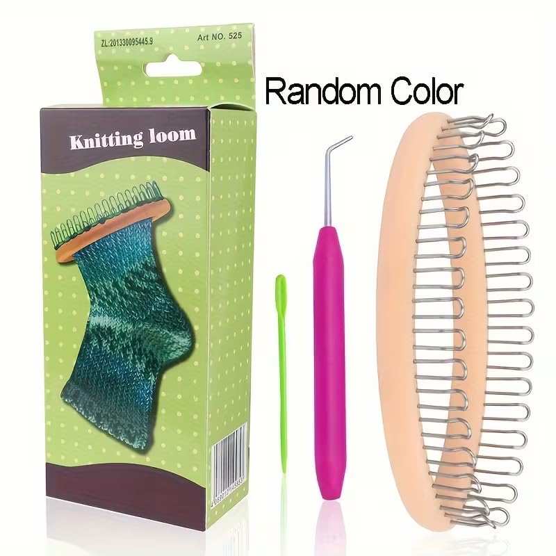 Sock Knitting Machine Kit Mini Circular Knitting Tool with Crochet Hook and Yarn Needle to Make Socks, Hats, Scarves, Crafts, A1