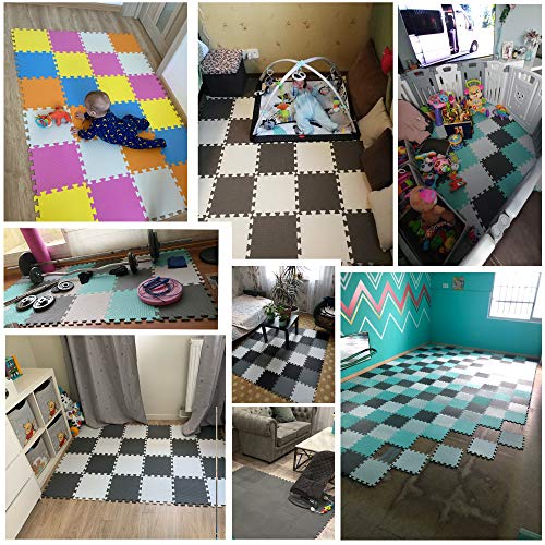 YIMINYUER® 20 Tiles (30cm×30cm×1cm Each Tile) Baby Soft Puzzle Play Mats, Kids Thick EVA Foam Floor, Toddlers & Children's Soft Interlocking Mat R01R12G301020 - color: White Gray