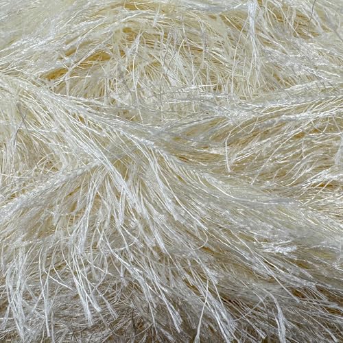Eyelash Fun Fur Yarn 100 Gram (3.53 Ounces) 175 Yards (160 Meters) (Cream) - color: Cream, size: 1 Pack
