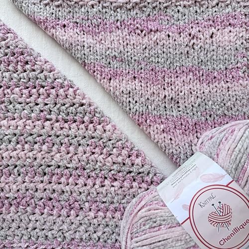 Chenillique #4 Velvet Chenille Yarn, 4-Pack (856Yds/400G), Pink Haze | Medium Worsted Weight Chenille Yarn for Crocheting with Free Patterns - Soft Baby Yarn for Knitting Baby Blanket - color: Pink Haze