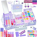 Kids Makeup Sets for Girls - 52 PCS Safe and Washable Makeup for Kids, Real Toddler Makeup Kit with Cosmetic Case, Girls Toys Age 4-12, Princess Toys Birthday Gift(Light Purple) - style: Makeup-Palette-L-Light Purple