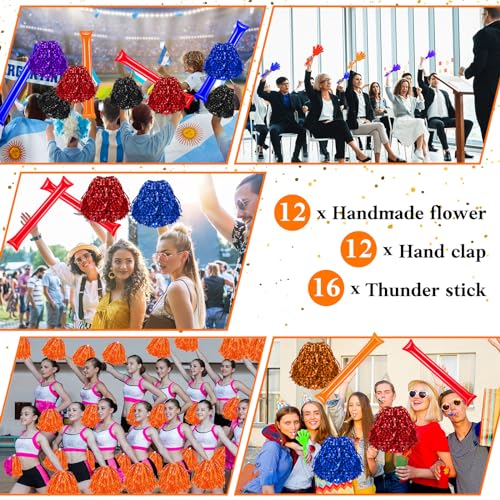 40 Pcs Orange Hand Clappers and orange Thunder Sticks Pom Poms cheerleading Noise Makers for Sporting Events Football Games School Team Spirit Items Party Favors Dance - style: orange