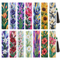 14 PC Diamond Art Flower Bookmark for Adults Gem Bling Bedazzling Kit Women | Bead Art Leather Book Mark Christmas Craft Making Kit Rhinestone Pearl Art DIY Paint by Dots Book Lover Gift - color: Flowers
