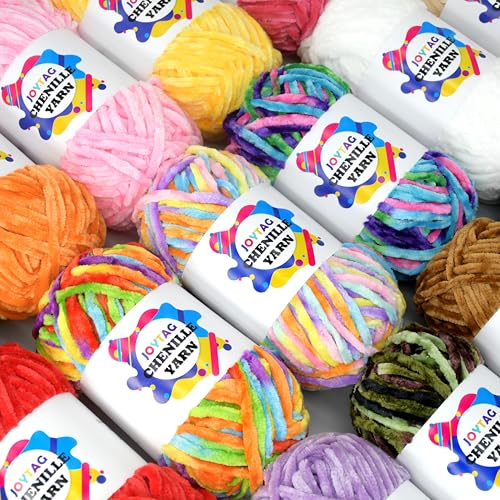Velvet Chenille Yarn for Crocheting & Knitting - Lime Green, Soft, Thick, Bulky, Chunky, Plush - 3 x 100g - color: Lime Green, size: 3 Pack