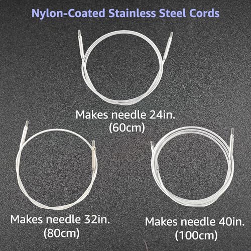 Lykke Flight Lace 5-Inch Interchangeable Circular Knitting Needle Set | Mini US 0, 1, 1.5, 2, 2.5 Purple Case, Stainless Steel, Sharp Points, No-Memory Swivel Cables, Project Bag - color: Purple