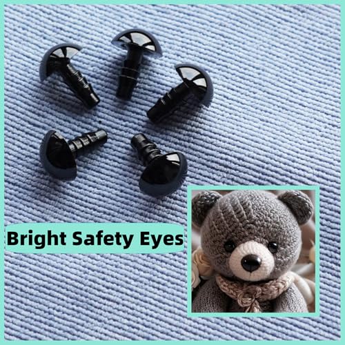 Hukiwow 600Pcs 10mm Safety Eyes and Washers 10 mm Safety Eyes for Crocheting Plastic Crochet Eyes Black Craft Eyes Animals Eyes Small Doll Eyes - size: 10mm