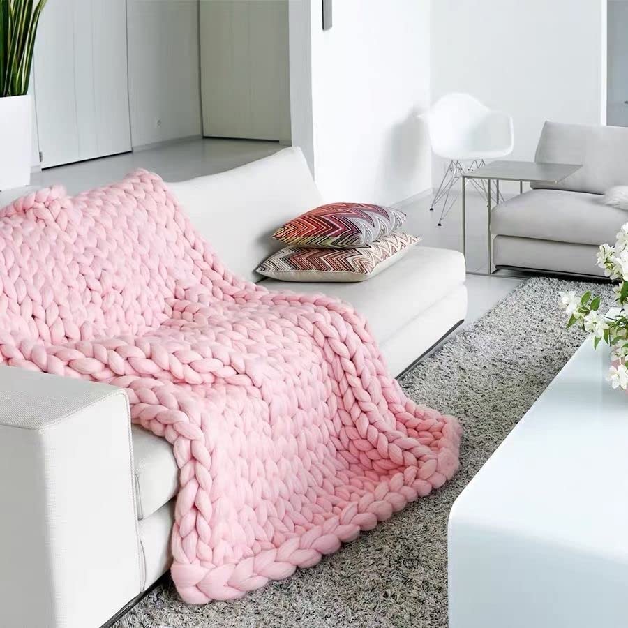 Moon Waves Chunky Yarn for Arm Knitting Crochet Making Blanket Pets House (Pink) - color: Pink