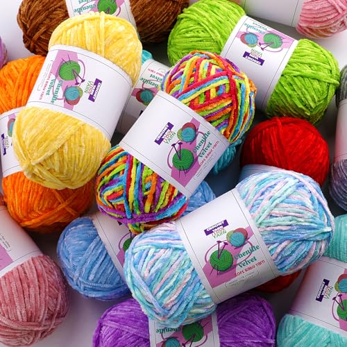 3 Skeins Soft Fluffy Velvet Yarn, Chenille Chunky Yarn for Hand Knitting and Crocheting DIY Craft, Amigurumi Crochet Yarn（3×196.8yds, 3×3.5oz） (Light Gray) - color: Light Gray