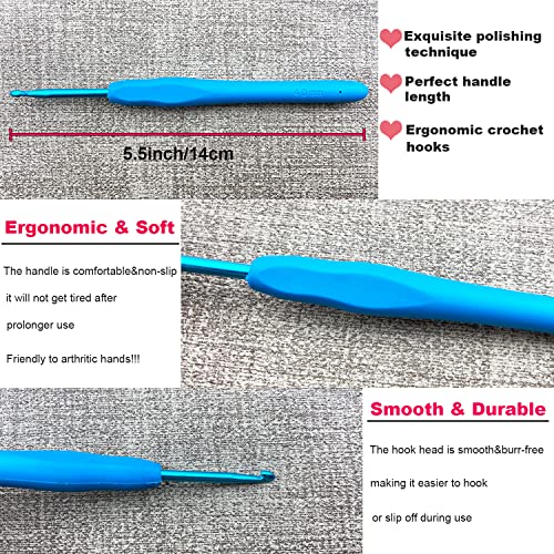 Hobekoee Size G/4mm Crochet Hook Ergonomic Handle for Arthritic Hands Soft & Smooth Knitting Needles for Beginners and Crocheting Yarn - size: 4mm