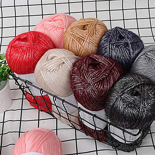 Clisil 764 Yards Coffee Brown Metallic & Glitter Yarn - Crochet & Knitting Yarn, Nylon & Cotton Blend, Silver & Gold, DIY Sweater, Scarf & Hat, 200g - color: Coffee Brown