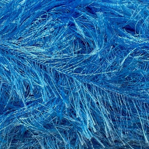 Premium Eyelash Fun Fur Yarn - Ultra Soft Fuzzy Faux Fur Novelty Thread for Knitting & Crochet | Chunky Multi Color Craft Supplies - 3.53 Oz (100g), 165 Yrds (150m) (1Skein, Blue) - color: Blue