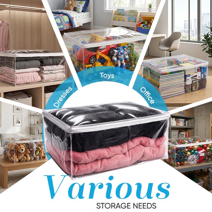Handy Laundry Comforter Storage Bag – Large 90L Clear Zippered Organizer for Blankets, Bedding, Clothes & Pillows, Durable Plastic Storage for Closet, Moving, Under Bed – Dust & Moisture Protection - color: Clear 1-Pack