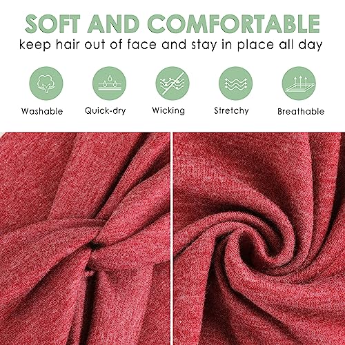 Extra Wide Headbands for Women, 7'' Large Cotton Like Turban Knotted Bandana Head Bands for Women Non Slip, Boho Headbands for Women's hair bands for women's hair 6 Pack - color: 6Pcs Dark Colors