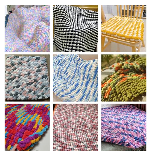 Jelly Bean Pom Bomb Yarn - 150g/Skein Super Bulky Polyester- 4 Balls Pomp-A-Doodle Yarn for Crochet Knitting Handcraft Mat Pet Nest 600g (4, Retro) - color: Retro