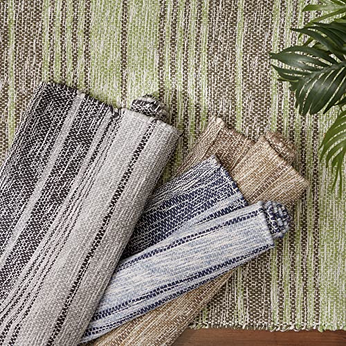 DII Woven Rag Rug Collection Recycled Yarn Variegated Rustic Stripe, 2x3', Stone - color: Brown