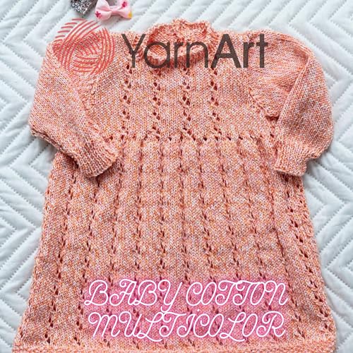 YarnArt Baby Cotton Multicolor Yarn – 50% Cotton 50% Acrylic – 50g (1.76oz), 165m (180yds) – Soft Lightweight Yarn for Knitting, Crochet, Amigurumi, Baby Clothes & Summer Projects (5202) - color: 5202