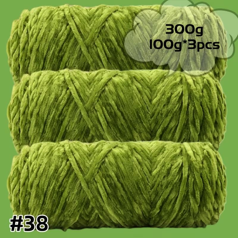 Soft Velvet Chenille Yarn 3 Pack Thick Textured Multicolor 100g Per Skein for Knitting and Crochet Sweaters Scarves Hats, A1