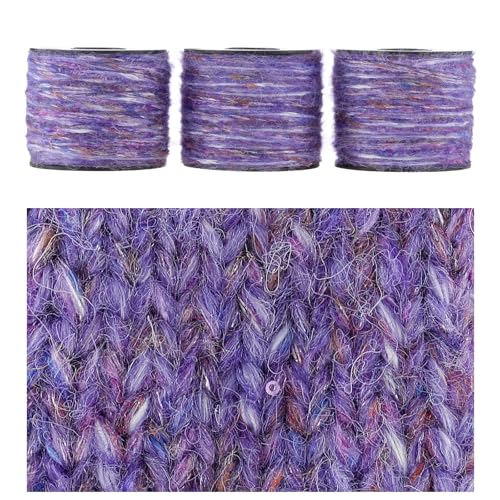 Artisanal Yarn Collection Multifiber Fancy Yarn for Knitting Crocheting Crafts DIY, Set of 3 Rolls(104 Starry Night Purple Haze) - color: 104 Starry Night Purple Haze