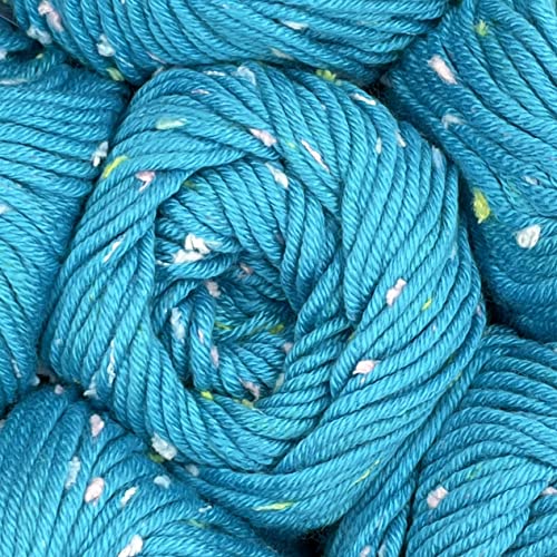 Tweed Twinkles Soft Baby Yarn DK Acrylic, 8-Pack (696Yds/400G), Cyan Blue | Acrylic Baby Blanket Knitting Yarn with Free Patterns - Size 3 DK Light Worsted Weight Yarn for Crocheting with Flecks - color: Cyan Blue, size: Pack of 8