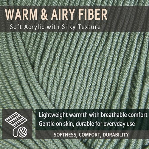 LaVita Baby Premium Anti-Pill Acrylic Yarn - 820 Yards, 3 x 3.5 oz - Warm, Airy Fiber with Silky Texture - Oeko-TEX Certified, Durable, Lightweight, Long-Lasting, Solid Pastel Colors - 3 Skeins Pack - color: Baby_8136