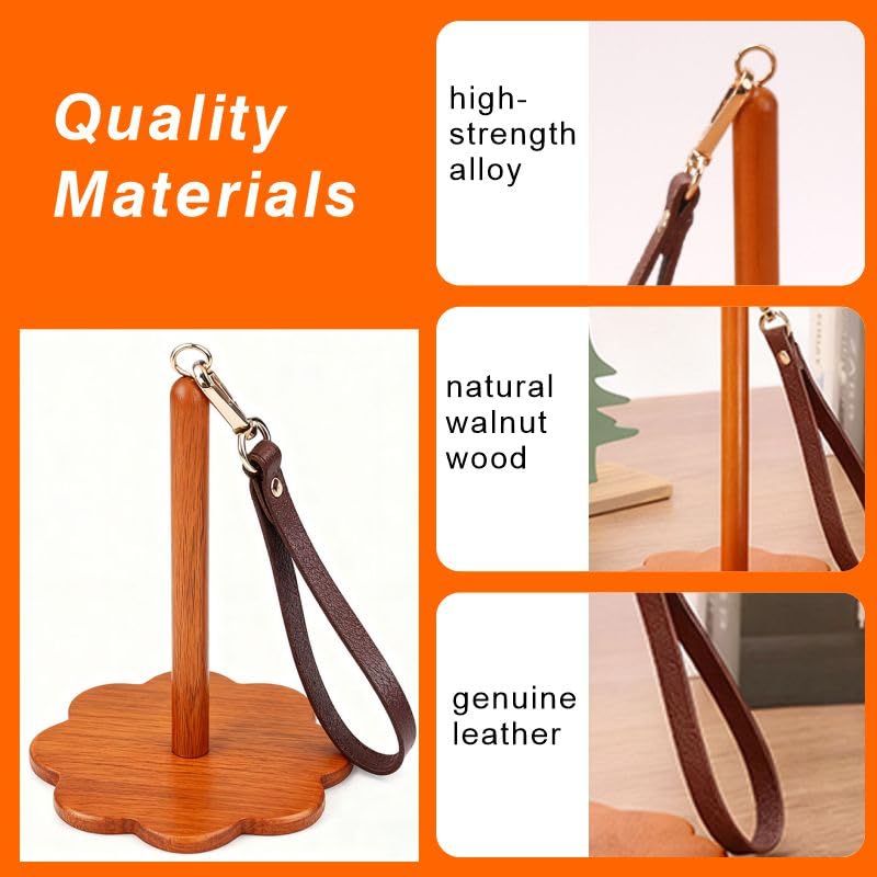 Premium Wooden Wrist Yarn Holder, Brown, Handcrafted Knitting and Crochet Tool, Adjustable Bracelet Design
