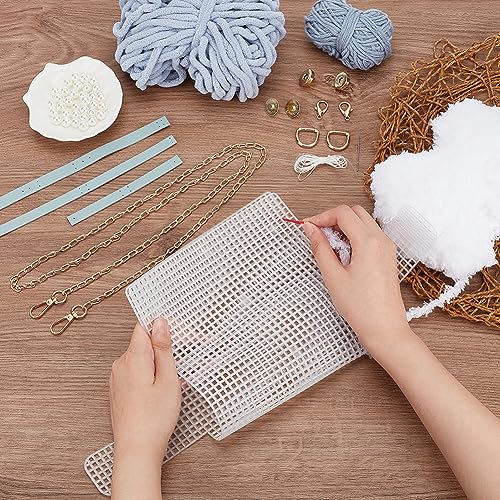 WADORN DIY Knitting Crochet Handbags Kit, Mesh Plastic Canvas Crochet Kit | Women Shoulder Bag Sewing Materials, Cute Crossbody Purse Making Set, Handmade Bag Crafting Project Xmas Gift, 22x13cm, Blue - color: Sky Blue