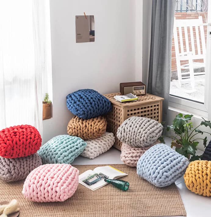 Chunky Cotton Yarn for Arm Knitting Crochet Super Saver Jumbo Giant Bulky Premier Yarn for Making Pets House Blanket - color: Orange