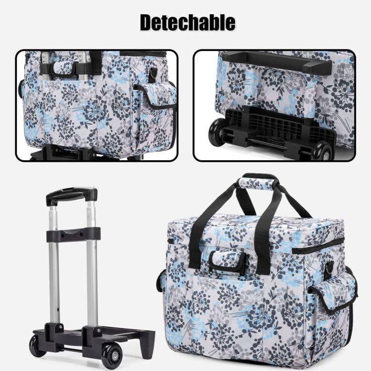 Teamoy Rolling Sewing Machine Case with Wheels, Dandelion | Compatible with Singer, Brother and Most Majority Machines and Accessories, with Detachable Wheels and Bottom Wooden Pad - color: Dandelion