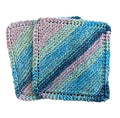 Multi Color Blue Ombre Hand Knitted Dishcloths - Set of 2 - Approx. 7.5 inches square