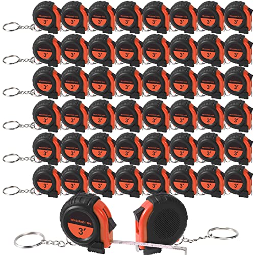 Xuhal 50 Pcs Mini Tape Measure Keychain Bulk, 3ft Retractable Favors, Orange - color: Orange