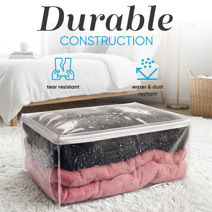 Handy Laundry Comforter Storage Bag – Large 90L Clear Zippered Organizer for Blankets, Bedding, Clothes & Pillows, Durable Plastic Storage for Closet, Moving, Under Bed – Dust & Moisture Protection - color: Clear 1-Pack