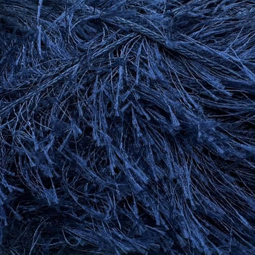 Premium Eyelash Fun Fur Yarn - Ultra Soft Fuzzy Faux Fur Novelty Thread for Knitting & Crochet | Chunky Multi Color Craft Supplies - 3.53 Oz (100g), 165 Yrds (150m) (1Skein, Night Blue) - color: Night Blue