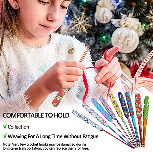 Coopay Warm Crochet Hook, Ergonomic Crochet Hooks Set w/Soft Grip | 2.0mm-6.0mm Aluminum Crochet Needles w/ Long Handle for Grandmother Crochet Yarn Craft - Premium Knitting & Crochet Supplies - color: Fresh Flowers