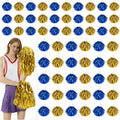 16/60/100PCS Pom Poms Cheerleading Metallic Foil Cheer Pom Poms with Plastic Handles, Cheerleader Pom Poms for Cheering Squad Team Spirited Sports Game Dance Party - color: gold and blue