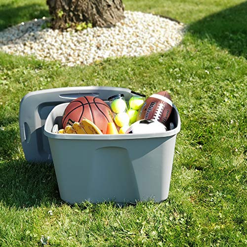 HOMZ Standard Plastic Storage Container - color: Titanium Silver, size: 18 Gallon (4 Pack)