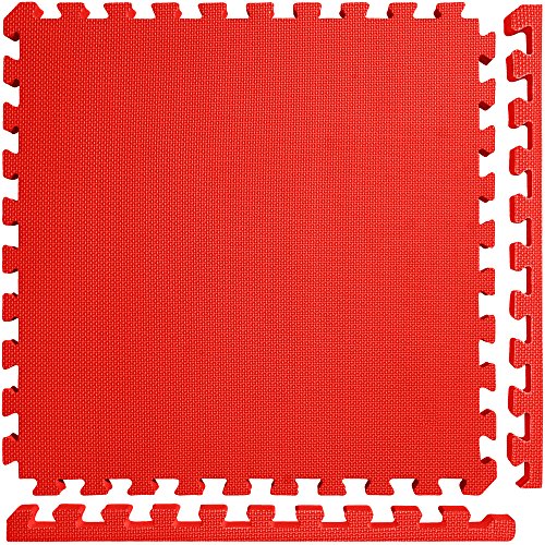 Meister X-Thick 1.5" Interlocking EVA Foam Mats - RD - 36 Tiles (144 Sqft) | Extra-thick 2X cushioning w/ anti-slip grip. 2' x 2' puzzle mats for wrestling, MMA, gymnastics, home gyms and play areas - color: Red, size: 36 Tiles (144 Sqft)